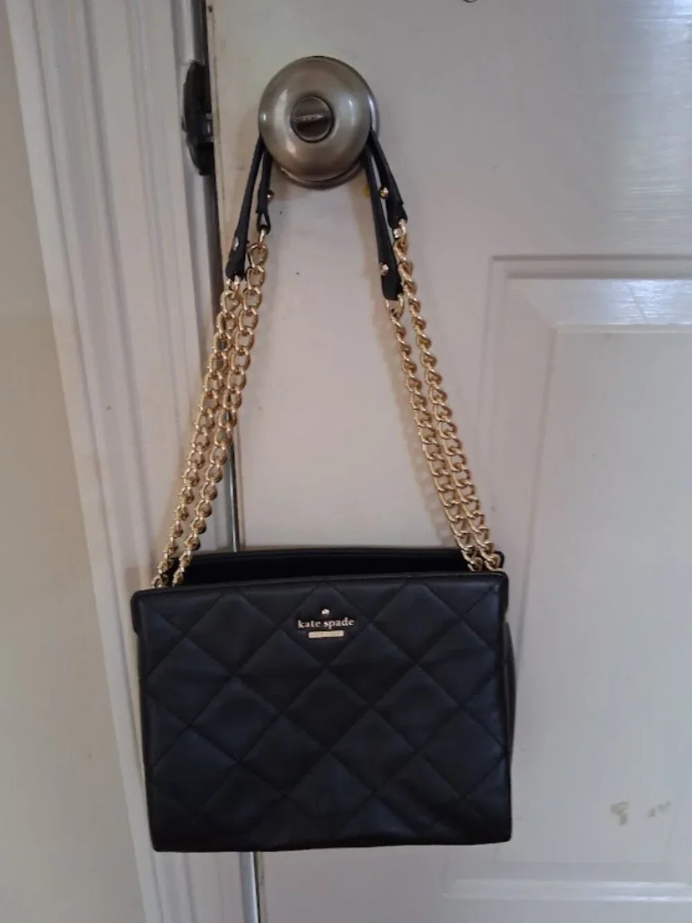 Kate Spade Black Quilted Leather Gold Chain Shoulder Bag